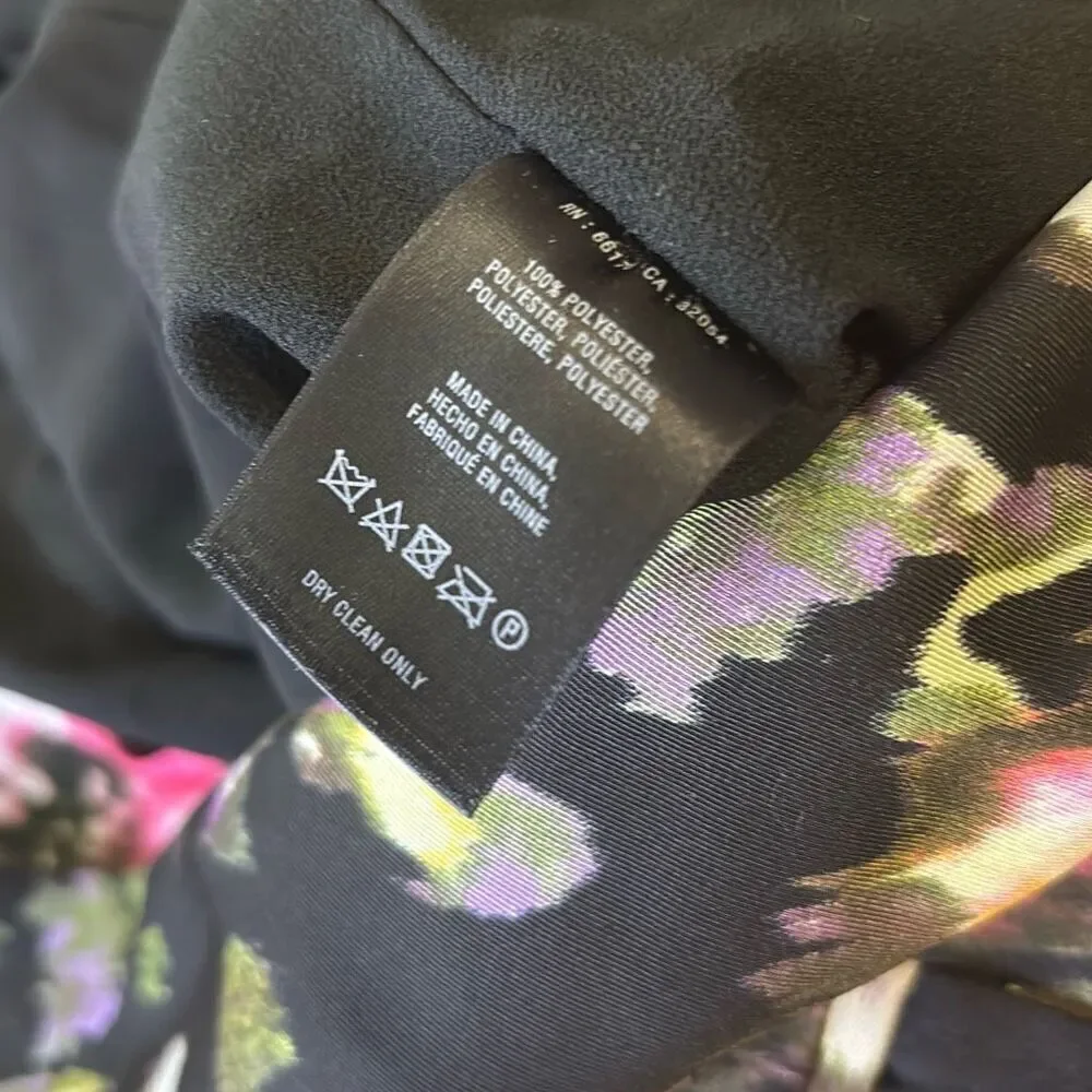 Anthropologie Cartonnier black floral silky blazer jacket XS Rhian summer weight